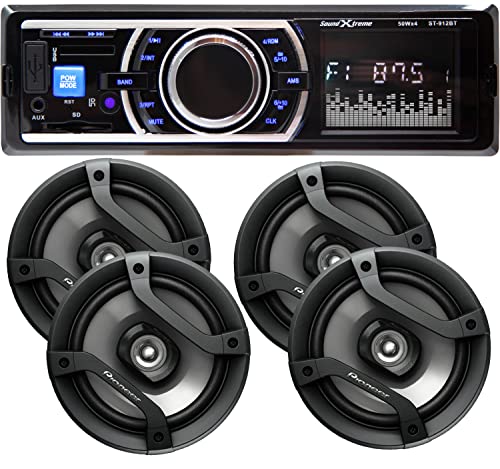 SoundXtreme ST-912 200W Single Din Digital Media Player Stereo Receiver with Bluetooth/USB/FM / MP3 with Detachable Face with 4X Pioneer 6.5 SoundXtreme ST-912 200W Single Din Digital Media Player Stereo Receiver with Bluetooth/USB/FM / MP3 with Detachable Face with 4X Pioneer 6.5